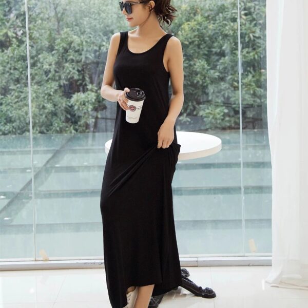 Modal Long Camis Vest Dress Bottoming Skirt Woman Loose Dresses Plus Fat Plus Size Pregnancy Female - Image 2