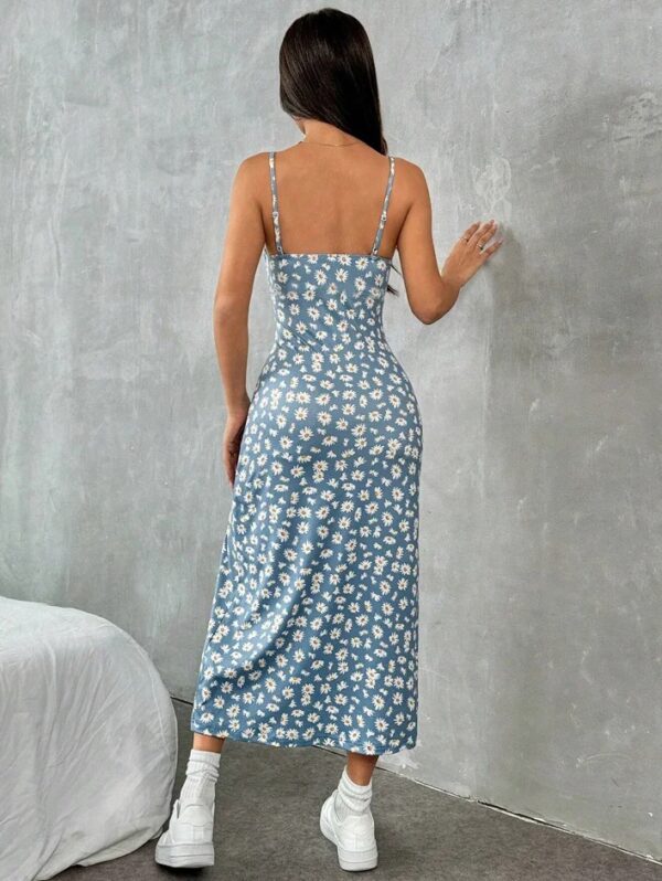 Fall 2025 Long Dress Strapless Wrap Chest High Slit Daisy Leopard Print Wrap around Skirt Maxi Dress - Image 6