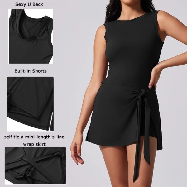 VITALINOVO Tennis Dress for Women with Built in Shorts Womens Athletic Dresses Sleeveless Boat Neck Active Workout Skort Dress - Image 7