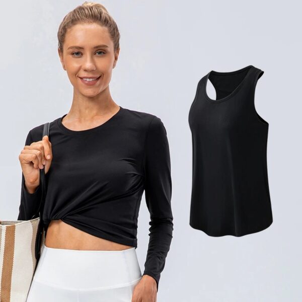 Women Sport tank Tops Loose Yoga Tops Quick Dry Workout Sport Tops For Women Fitness Sport Yoga Shirt - Image 2