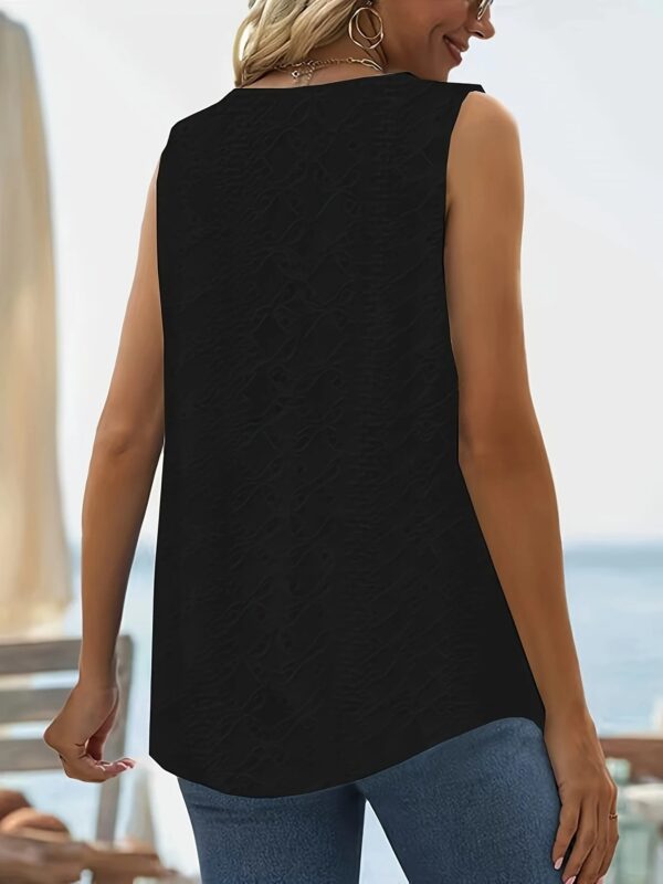 Plus size European and American cross-border summer new solid color fashion square neck hollow women's vest - Image 5