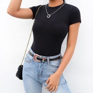 Casual Basic Black White Bodysuit Women Summer Short Sleeve Woman Body Top Cotton Bodycon Jumpsuit Romper Ladies 2020
