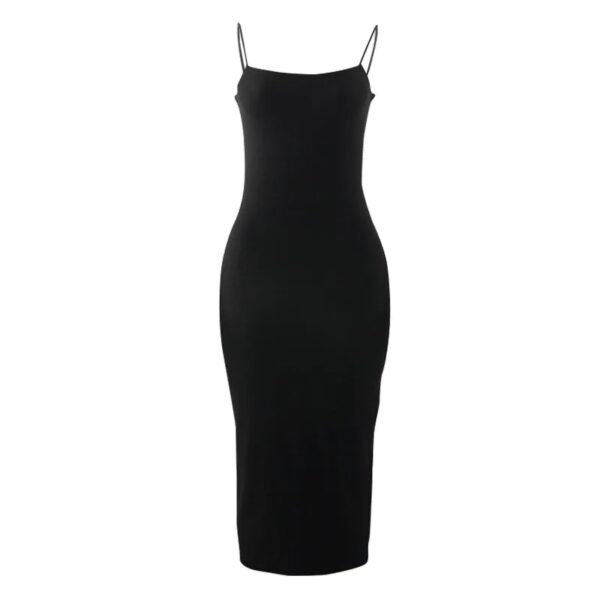 Summer Black Sexy Dress Women Streetwear Sleeveless Backless Solid Spaghetti Strap Bodycon Casual Clubwear Elegant Party Dresses - Image 4