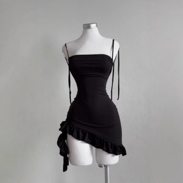 2025 Sexy Sleelveless Backless Mini Dress Women Summer Europe America Lace Up Bodycon Dresses High Street Party Club Black Dress - Image 2