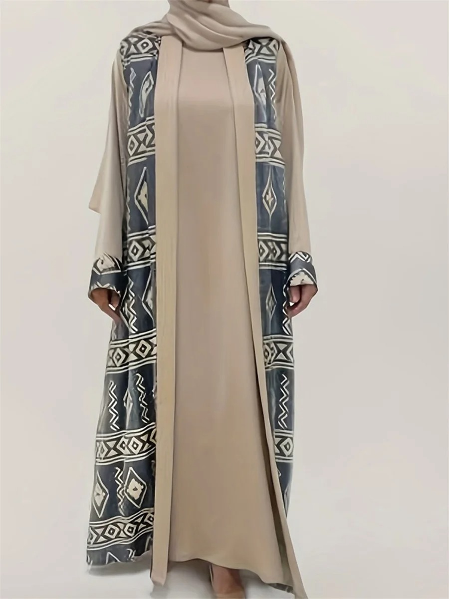Elegant Floral Embroidered Abaya Maxi Dress with Belt and Flared Sleeves for Women - Stylish Middle Eastern Ramadan Outfit - Image 7