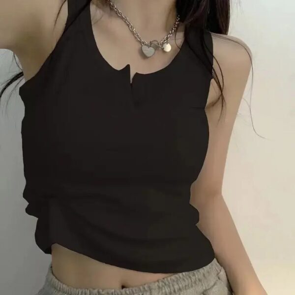 Tank Top for Women Ribbed Button Down Sleeveless Blouse Solid Color Casual Women's Teens Trendy Basic Summer Dresses - Image 4