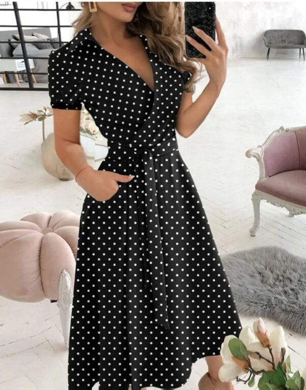 Rainbow Striped Print Summer Dress 2025 Women Button Up Short Sleeve Casual Vintage Shirt Long Dress Ladies Elegant Maxi Dresses - Image 3