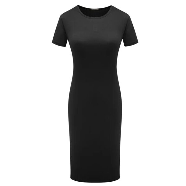 Summer Women Dresses Knee-Length Shinny Casual Short Sleeve Bandage Bodycon Sheath Dress Vestidos QT031 - Image 4