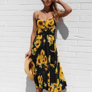 Summer New Women Sexy Sling Pocket Button Dot Beach Dress 2025 Female Bohemia Holiday Retro Fashion Solid Color Women's Clothing
