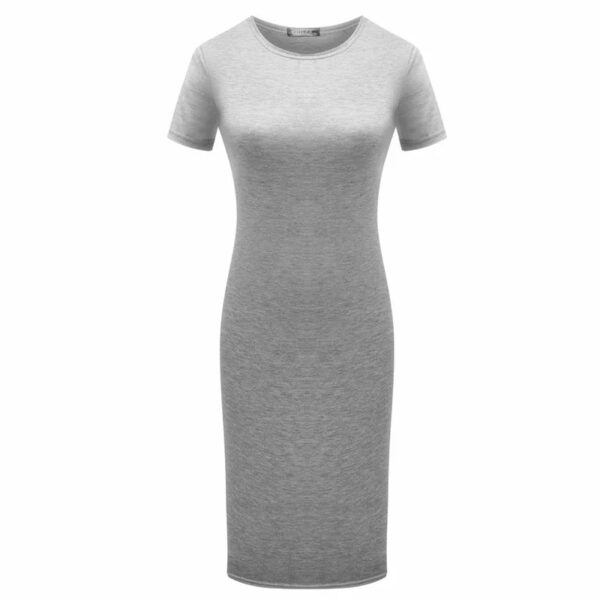 Summer Women Dresses Knee-Length Shinny Casual Short Sleeve Bandage Bodycon Sheath Dress Vestidos QT031 - Image 3