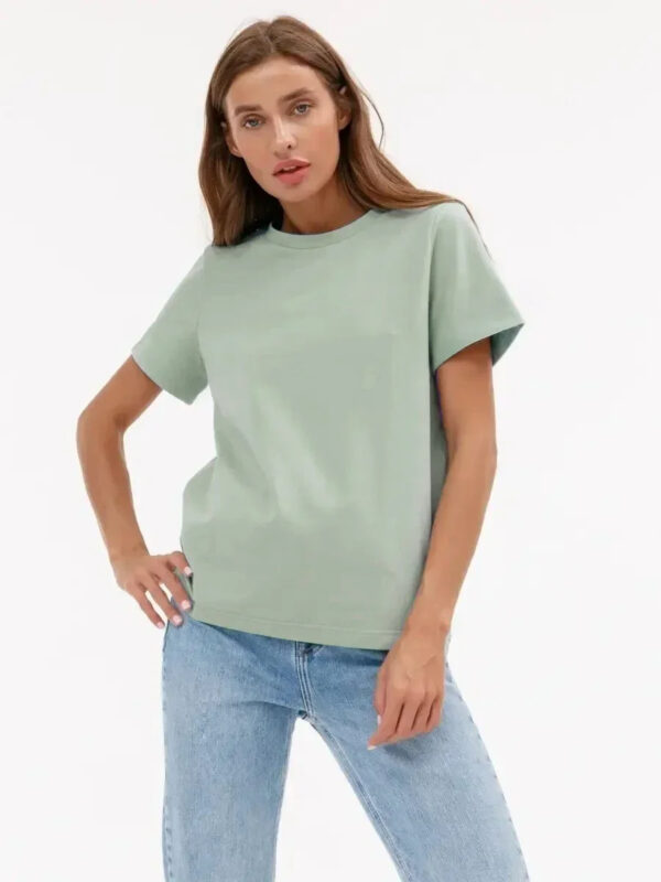 Summer 100% Cotton Women's T-shirt Bottoming Basic Fashionable Solid Lady Short Sleeve Loose Tops Shirts 230g/㎡ Tops - Image 8