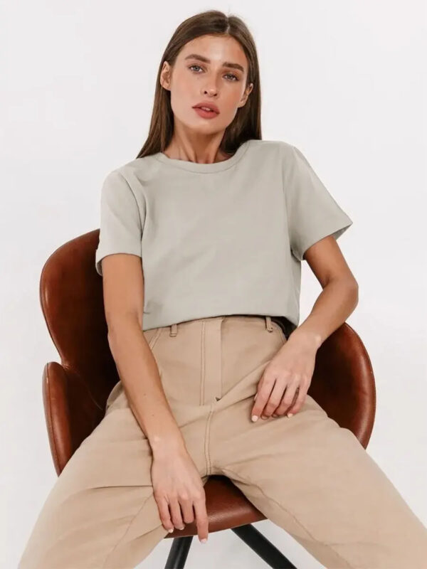Summer 100% Cotton Women's T-shirt Bottoming Basic Fashionable Solid Lady Short Sleeve Loose Tops Shirts 230g/㎡ Tops - Image 7