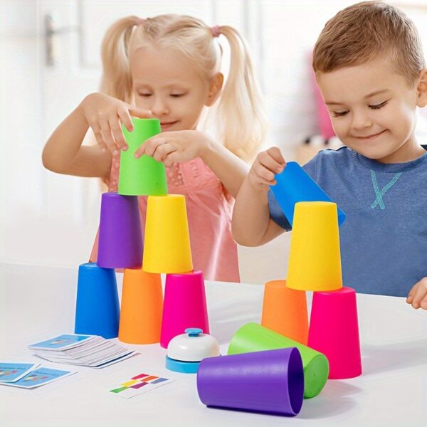 54 Cards, 12 Cups, 1 Bell Game Set, Puzzle Competition, Stacking Cups, Tabletop Game, Stacking Tower Game, Christmas Gift, Interactive Toy - Image 8
