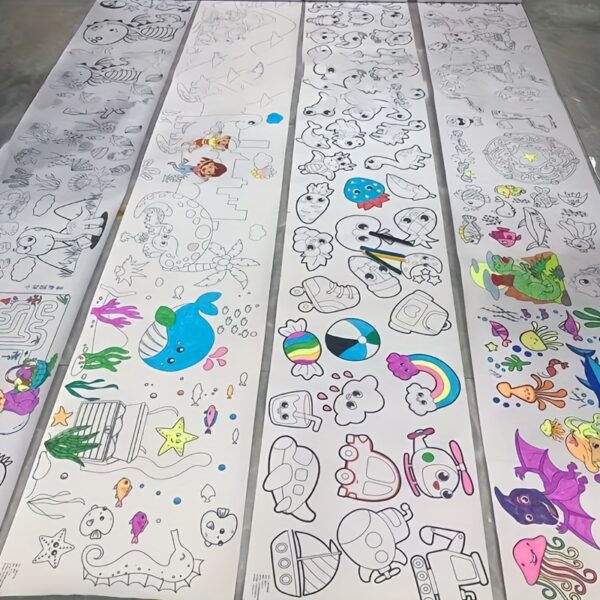 4pcs/6pcs Children's Doodle Painting Roll Coloring Painting, Drawing Paper Long, Various Styles Can Be Selected Easter Gift halloween christmas gift -winter, new year - Image 2