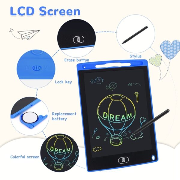 21.59cm Erasable Wipeable Drawing Board with LCD Screen - Interactive Learning Toy, Colorful Plastic Frame, 3-12 Years Old Educational Gift, All-Season Creative Play, Wipeable Drawing Board - Image 9