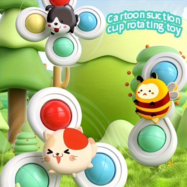 3-Pack Baby Cartoon Suction Cup Spinning Tops, Educational Early Learning Rattles, Stackable Spin Toys, Halloween Thanksgiving Christmas Birthday Gifts, Plastic Mixed Colors, Chinese Mainland Origin, for 0-3 Years Old - Image 9