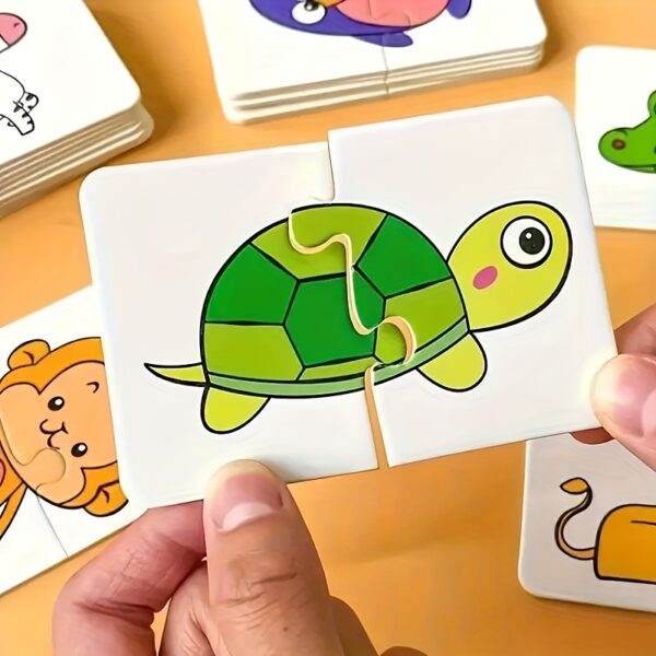Suitable for Children's 16-Pattern 32pcs Animal and Fruit Themed Matching Puzzle Cards, Educational Cognitive Development Toy Set, Suitable for Toddler Learning, Perfect for Birthday Parties, Baby Showers, and Holiday Gifts, Ages 0-3 - Image 4