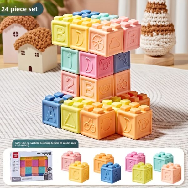 Soft Rubber Building Blocks for Infants - Colorful, Stacking & Nesting Toys for Early Education, Grip Training, and, 0-6 Months, 6-12 Months, 1-2 Years, Hand-Eye Coordination Toy|Colorful Blocks|Soft Texture - Image 9