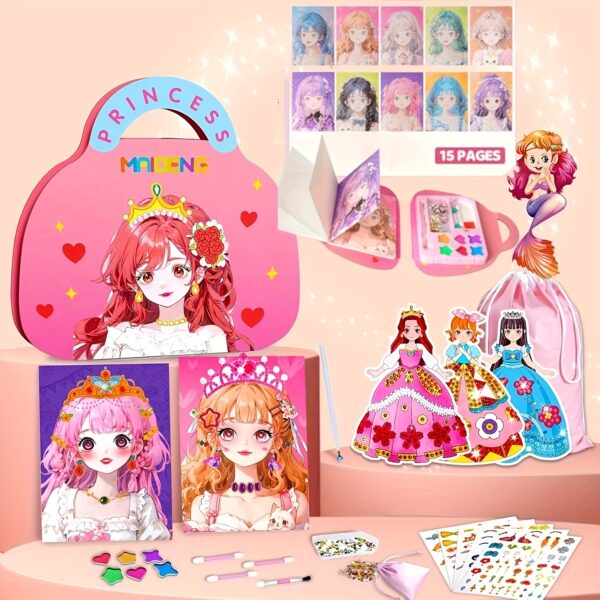 DIY Princess Makeup Bag Set - Handmade Makeup Dress Up, Diamond Stickers, Suitable for Girls | Perfect for New Year, Easter, Christmas, Mother'S Day, New Year - Image 5