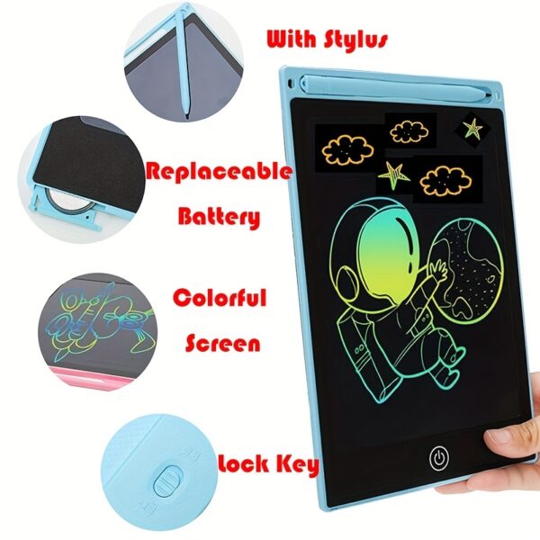 21.59cm Erasable Wipeable Drawing Board with LCD Screen - Interactive Learning Toy, Colorful Plastic Frame, 3-12 Years Old Educational Gift, All-Season Creative Play, Wipeable Drawing Board - Image 12