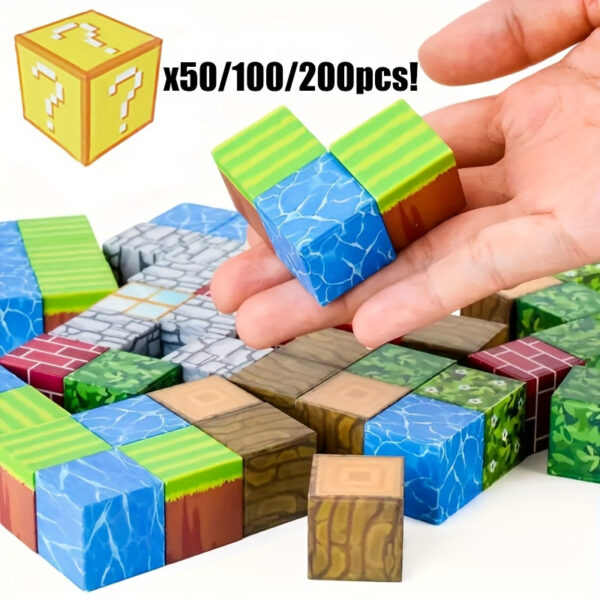 Magical Building Blocks - 50/150/200 Randomly Assembled Cubes in Various Styles, STEM Sensory Toys Suitable for Boys and Girls Aged 3-8 Christmas Birthday Gift - Image 7