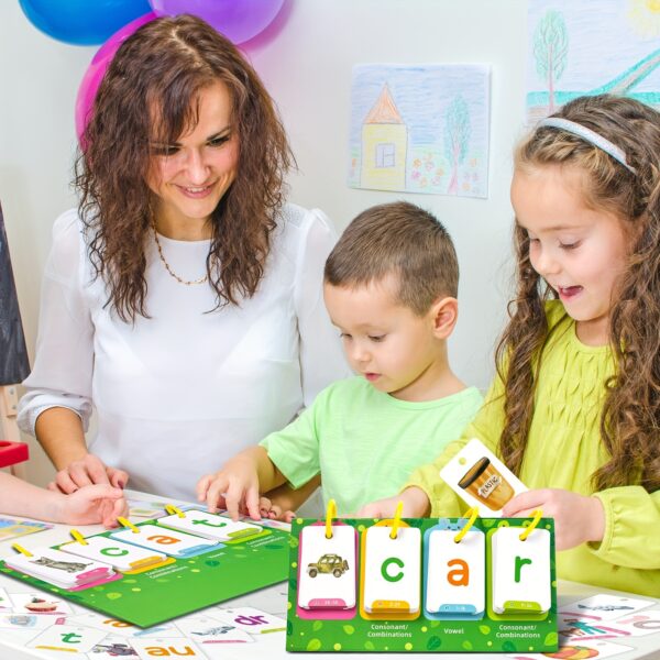 129Pcs Word Builder Game - Flash Cards Set for Kids Ages 3-6, Sight Words Preschool Classroom Phonics Learning, Early Reading Educational Tool for Speech Therapy and Special Education - Image 2
