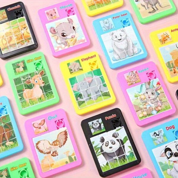 6pcs Sliding Puzzle Toys for Ages 6+, Cartoon Animal Slider Puzzles, Plastic Brain Teaser, Birthday Party Favors, Goodie Bag Filler, Classroom Prize, Carnival Reward Easter Basket Stuffers (Random) - Image 2