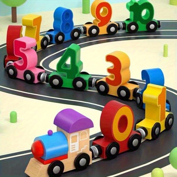 Interactive Magnetic Wooden Train Set with Numbers & Building Blocks – Educational Puzzle Toy for Early Learning, Boosts Interactivity, Perfect for Parties & Holiday Gifts, Magnetic Playset | Colorful Train Set | Learning While Playing, Educational Toys And Game - Image 7