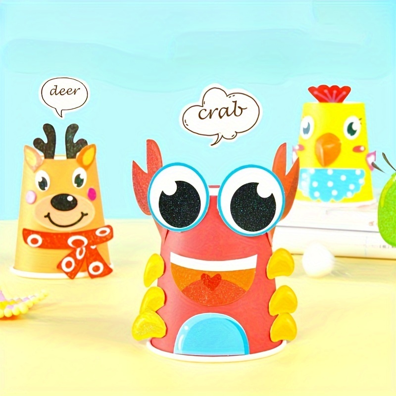 Youngsters DIY Craft Kit with Creative Cup Painting, Mixed Color Materials for Preschool Art and Educational Activities, Stickers, Kindergarten - Image 3