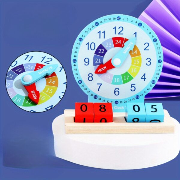 Wooden Educational Alarm Clock Block Game, a Learning Tool for Teaching Time, Shapes, Colors, And Numbers, a Puzzle Aid for Christmas And Halloween Gifts. - Image 3