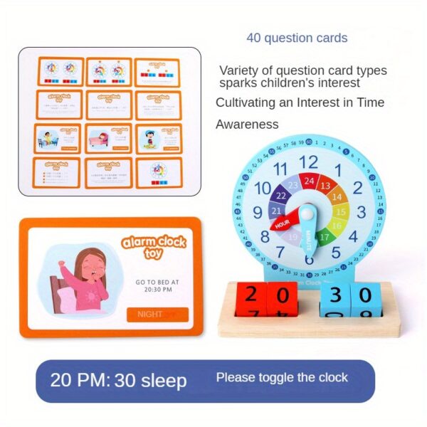 Wooden Educational Alarm Clock Block Game, a Learning Tool for Teaching Time, Shapes, Colors, And Numbers, a Puzzle Aid for Christmas And Halloween Gifts. - Image 2