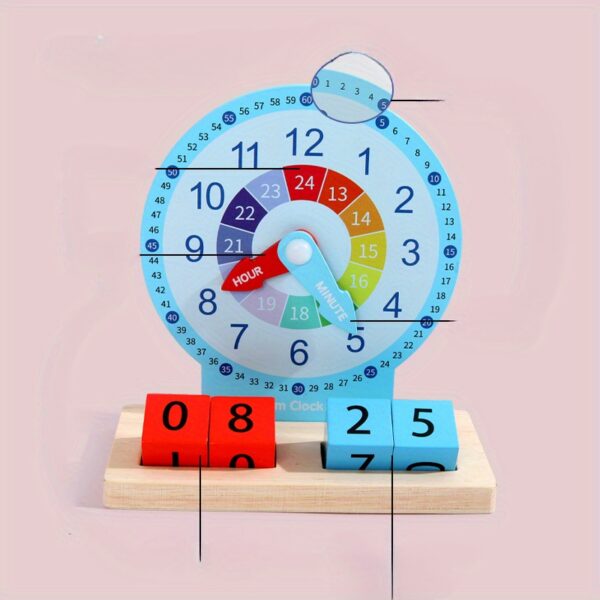 Wooden Educational Alarm Clock Block Game, a Learning Tool for Teaching Time, Shapes, Colors, And Numbers, a Puzzle Aid for Christmas And Halloween Gifts. - Image 7