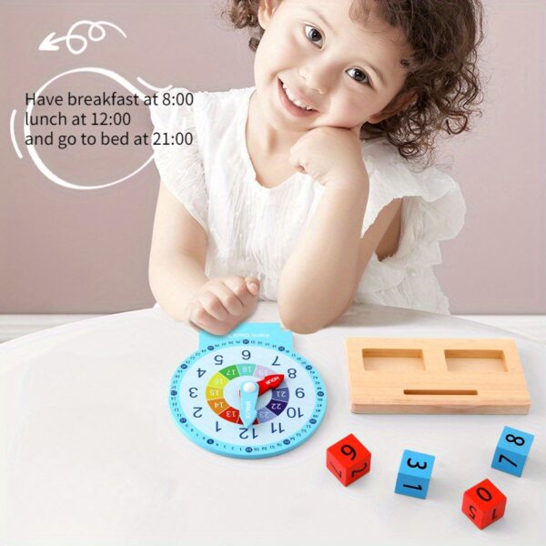 Wooden Educational Alarm Clock Block Game, a Learning Tool for Teaching Time, Shapes, Colors, And Numbers, a Puzzle Aid for Christmas And Halloween Gifts. - Image 5