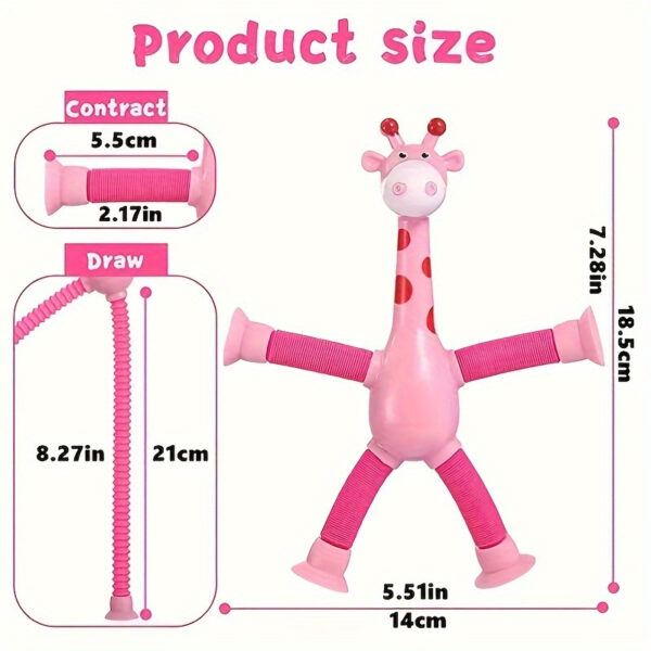 4pcs Colorful Stretchy Giraffe Suction Cup Toys - Fun & Educational for Youngsters, Ideal for Car, Bathroom, Bedroom - Durable Plastic, Random Colors - Image 2