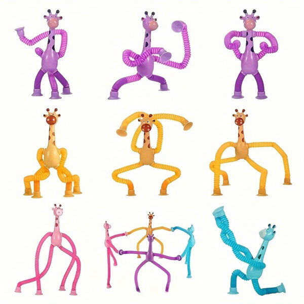 4pcs Colorful Stretchy Giraffe Suction Cup Toys - Fun & Educational for Youngsters, Ideal for Car, Bathroom, Bedroom - Durable Plastic, Random Colors - Image 6