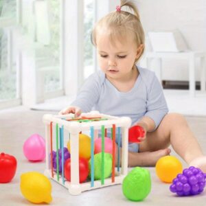 Baby Sensory Toys Shape Sorter Cube with Colorful Fruits - Educational Activity Toy for 1 Year Old Toddlers, Fine Motor Skill Development & Cognitive Learning, Durable Plastic Safe Material, Cognitive Growth Toy | Colorful Toy | Engaging Design, Baby Toy