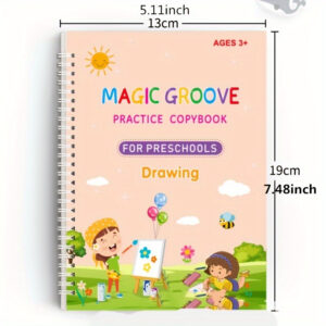 Large Reusable Handwriting Practice Book Comfortable Tracing Word View Groove Magic Practice Workbook Set 4 Books + 1 Pen + 5 Refills + 1 Pen Holder Halloween Christmas Gift
