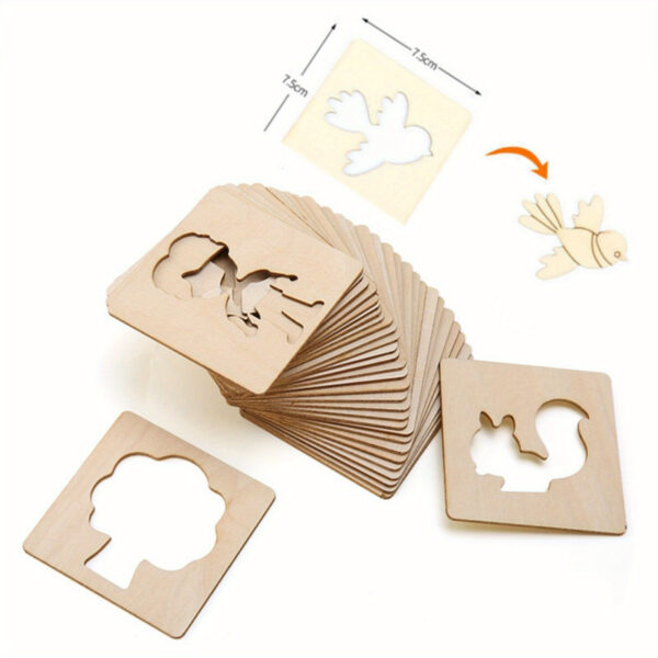 10pcs Educational Toys, Arts Crafts Setwooden Drawing Stencils Kit, Drawing Board Toys Coloring Puzzle, Christmas, Halloween Gaming Gift Thanksgiving