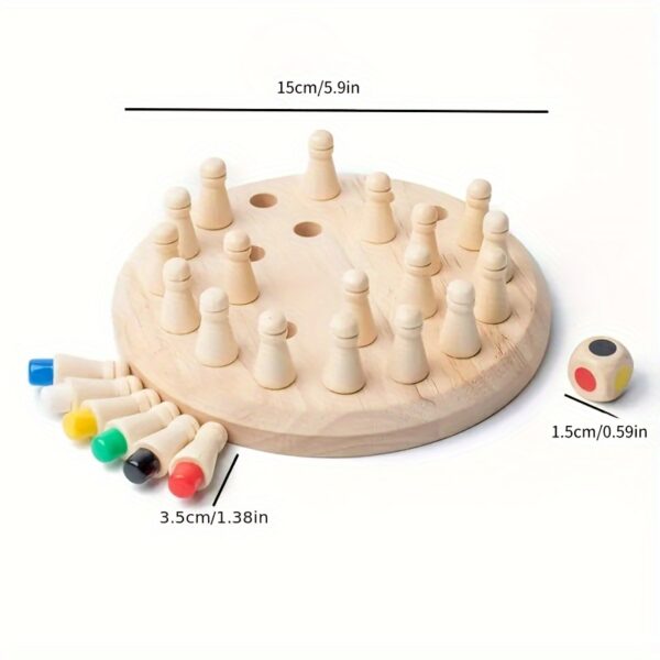 Wooden Memory Match Game - Educational Chess Puzzle for Kids & Adults - Intermediate Skill Level - Portable Family Strategy Board Game for Holiday Gifts & Brain Training - Image 2