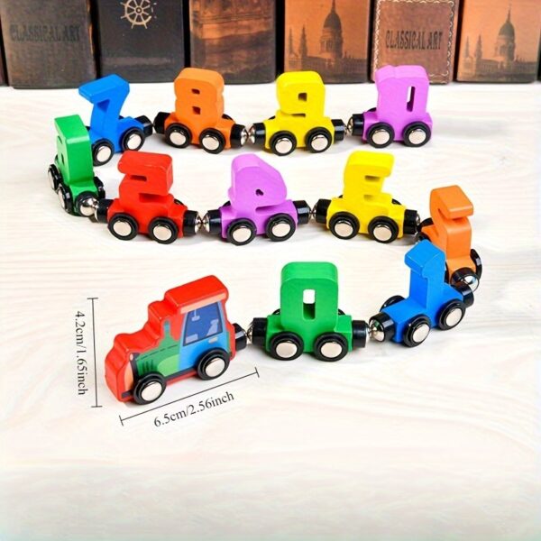 Interactive Magnetic Wooden Train Set with Numbers & Building Blocks – Educational Puzzle Toy for Early Learning, Boosts Interactivity, Perfect for Parties & Holiday Gifts, Magnetic Playset | Colorful Train Set | Learning While Playing, Educational Toys And Game - Image 3