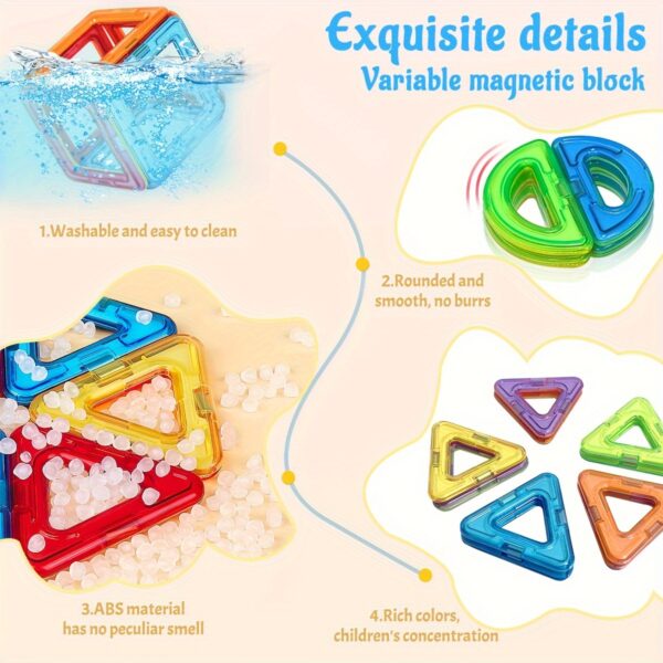 Magnetic Blocks Building Toys for Youngsters,Big Size Magnet STEM Toys Learning Educational Constructor Set Magnet Toys for Youngsters Toys for Youngsters Age 3-6 Birthday Gifts Magnet Gift Random Color - Image 8