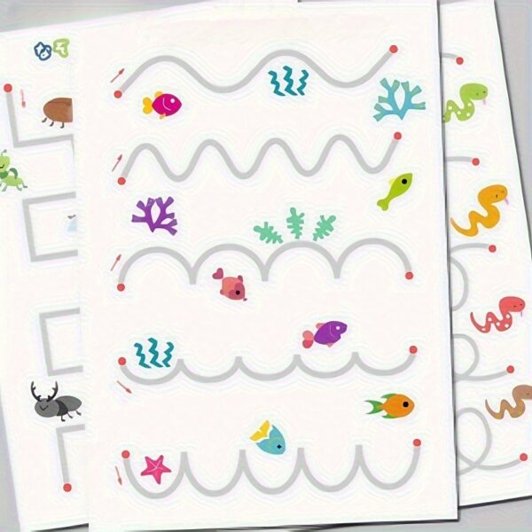 32-Page Erasable Pen Control Training Set with Letters, Numbers & Shapes - Fun Educational Exercises for Youngsters, Perfect Holiday Party Gift, Includes Colorful Alphabet & Number Practice Sheets, Fine Motor Skills Development, Playful Illustrations, Varied Exercise Types - Image 3