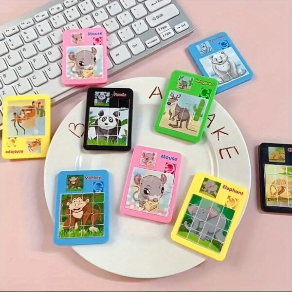 6pcs Sliding Puzzle Toys for Ages 6+, Cartoon Animal Slider Puzzles, Plastic Brain Teaser, Birthday Party Favors, Goodie Bag Filler, Classroom Prize, Carnival Reward Easter Basket Stuffers (Random) - Image 4