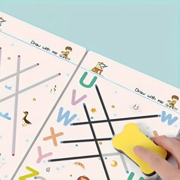 32-PageReusable Kids Practice Workbook with Writable Tracking Lines - Early Learning Activities, Number Tracing, Drawing Exercises - for Ages 3-6 Years Old - Educational Preschool Prep Book for Classroom or Homeschool - Durable Writing Practice Booklet, Preschool Worksheets, Homeschool Activities, Engaging Illustrations, Sturdy Construction, Toddlers And Preschoolers, Toddler Education, Interactive Book, Highquality Paper, Kindergarten Kids - Image 4
