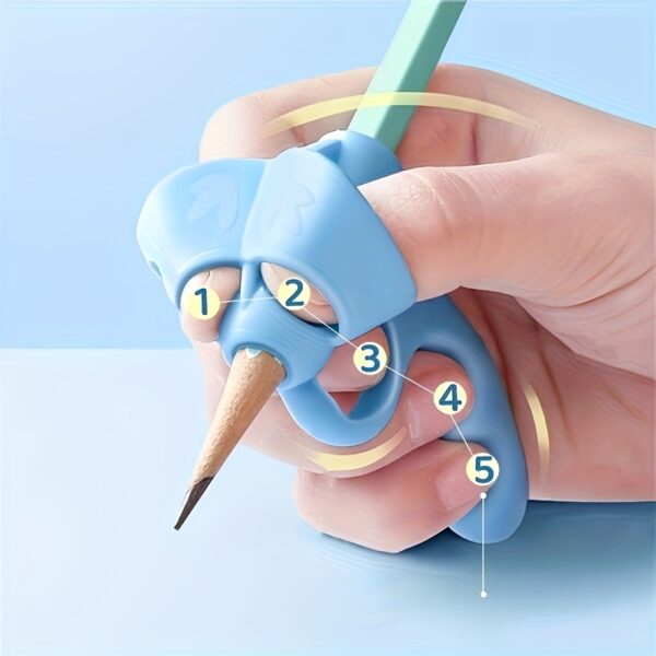 1/2/3/4-Pack Silicone Pen Grip Correctors - Handwriting Practice Aid with Soft Rubber Pencil Holders, Blue & Pink for Improved Posture & Error Correction, Educational Tool, Playful Design, Flexible Design - Image 3