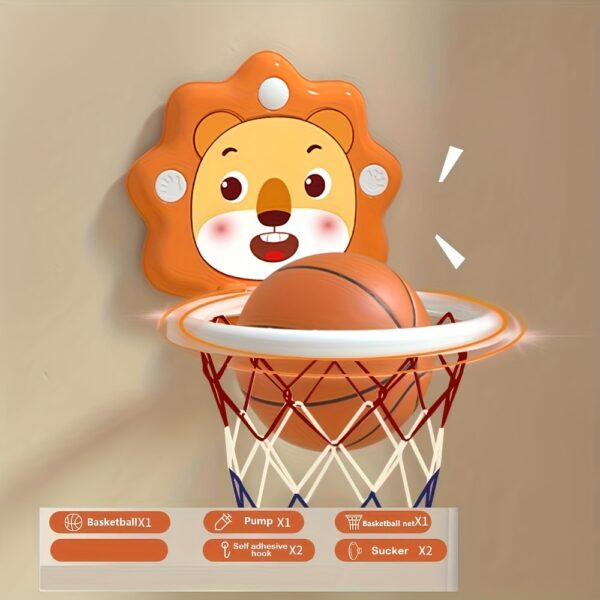 Youngsters' Cartoon Animal Basketball Hoop Set with Mini Balls & Pump - Wall-Mounted, Indoor/Outdoor Playset for Boys & Girls Ages 3+ - Image 4