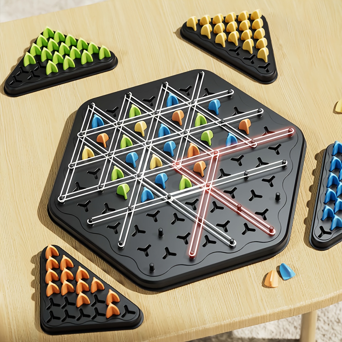 Chain Triangular Chess Game, Board Game, 2 to 4 Players, Great for Families, Family Fun Night Chess Set, Interactive Brainstorming Game, Party Game, Birthday/New Year/Valentine's Day Gift - Image 2