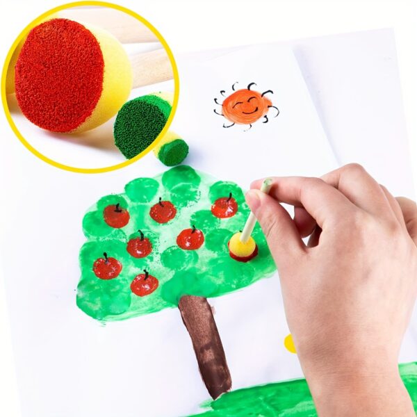 24 Pcs Yellow Sponge Brushes for Graffiti, Painting, and Art Projects - Round Mushroom Heads, Durable Rubber - Image 2