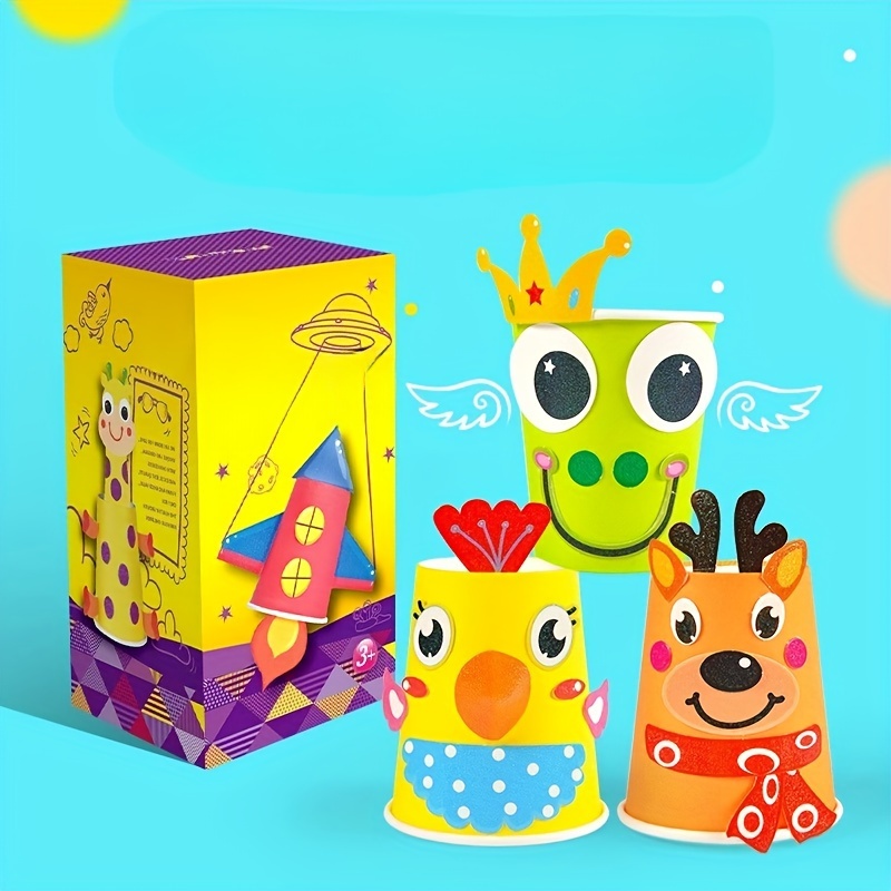 Youngsters DIY Craft Kit with Creative Cup Painting, Mixed Color Materials for Preschool Art and Educational Activities, Stickers, Kindergarten - Image 7