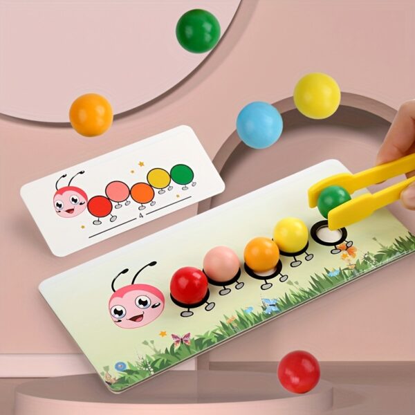 Early Learning for CATERPILLAR Bead Clip Toy - Color Recognition & Fine Motor Skills Development, Focus Training - Educational Wooden Playset for Youngsters, Perfect Christmas Gift - Image 5